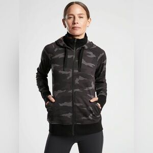 Athleta Triumph Black Camo Printed Zip Up Hoodie Sweatshirt Jacket